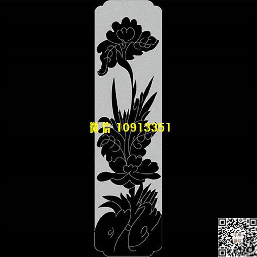 精雕图147荷花精雕图线雕图线条图单线铣底图_电脑雕刻plt文泰矢量图精雕图浮雕图